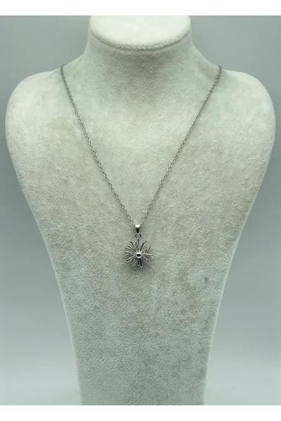 BİJU YILMAZ Steel Silver Rotating Necklace - 25-Ctr76