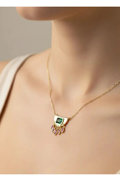 BİJU YILMAZ Vip Colorful Stone Pendant Necklace - 25-Vipk12