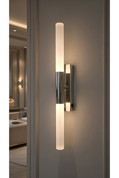 shop Perla Modern Krom Günışığı Ledli Pilli ve Elektrikli Duvar Aplik 1 adet