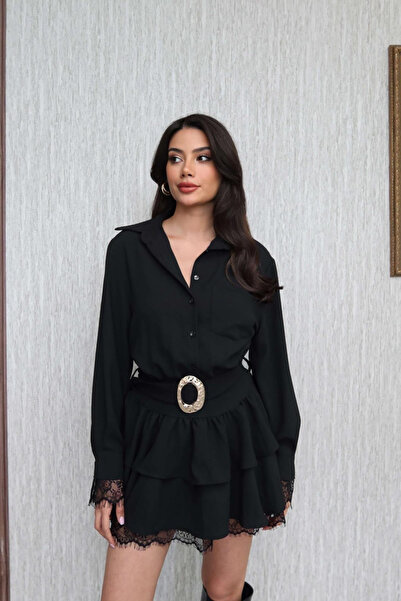 Sorridi Lace Detailed Belted Shirt Dress