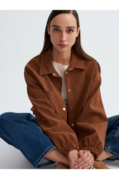 Dilvin 60781 Suede Bomber Jacket-Tan