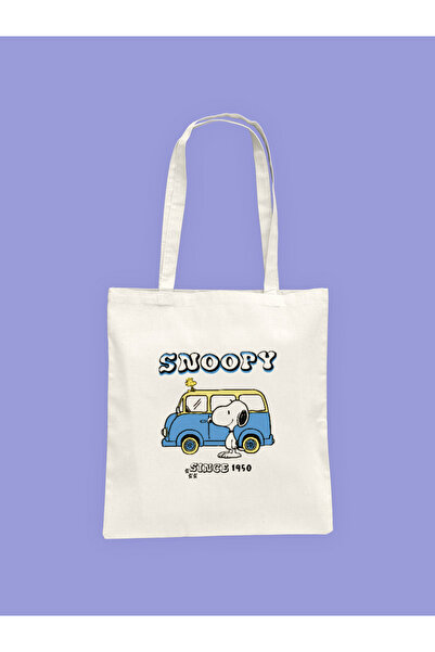 Hayali Şeyler Snoopy ve Minibüs Baskılı Bez Çanta