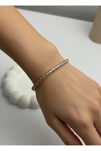 BİJU YILMAZ سوار من الفولاذ الذهبي الوردي مرصع بأحجار باجيت - 26slb32