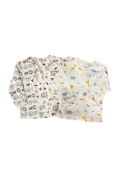 TWOO KİDS Unisex Bebek Pamuklu Desenli Uzun Kollu Pijama Üst Seti 4'lü Avanta...