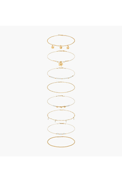 Lifestyle Pack of 5 Gold Tone Assorted Anklet