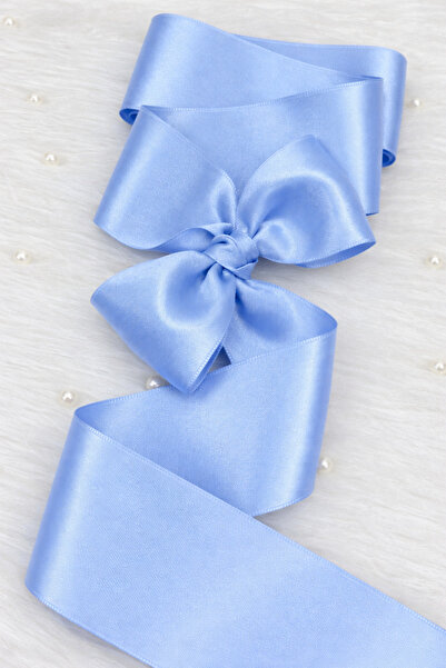 ZEYMERADE Panglică din satin dublu-față, albastru bebeluș, 6 cm, 10 metri, pa...