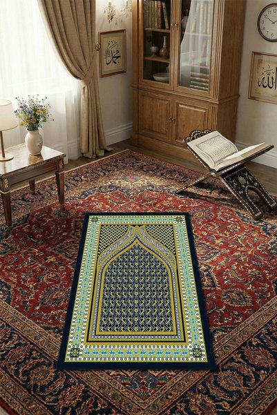 THEMODERNHANE Non-Slip Sole Faux Fur Soft Prayer Rug 75x120 cm Stain Resistant Cushioned Prayer Mat