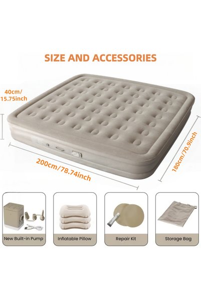 Generic Brand Self-Inflating Triple Air Mattress Bed with Inflatable Pillow.Repair Kit & Storage Bag,200*180*40cm