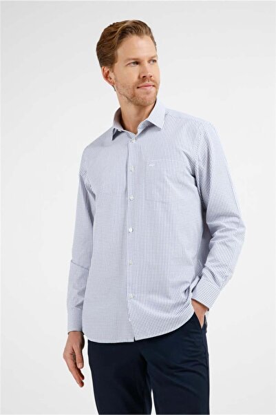 İmza Λευκό - Ναυτικό μπλε καρό μοτίβο, σκληρός γιακάς, μακρύ μανίκι, τσέπη, β...