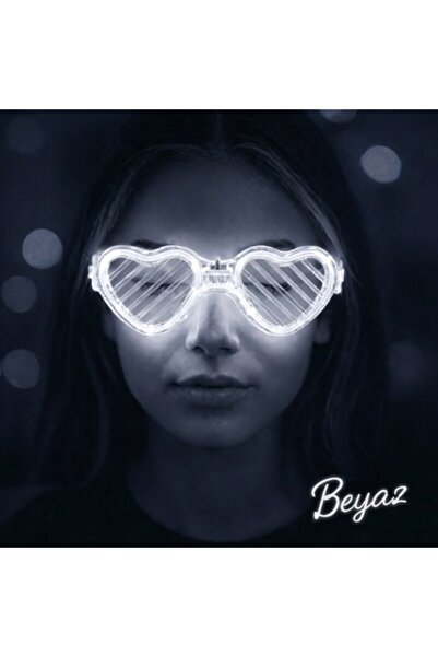 Fırsatkolik White Led Light up Heart Glasses – 3 Modes Party & Glow Glasses