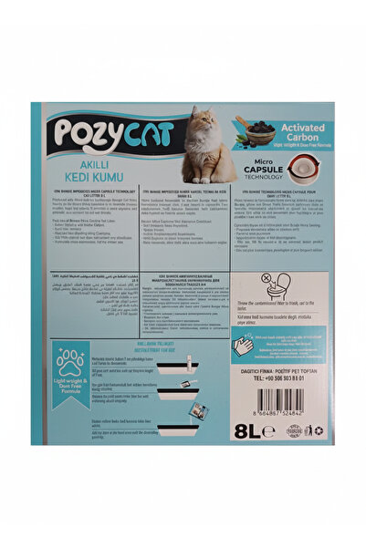 POZYCAT Micro Capsule Technology Karbonlu Akıllı Kedi Kumu 8 Lt