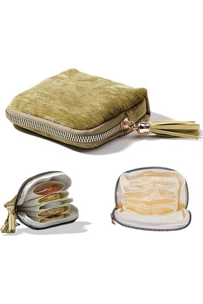 Arabest Small Travel Jewelry Case, Soft Velvet Organizer Pouch Bag Holder for...