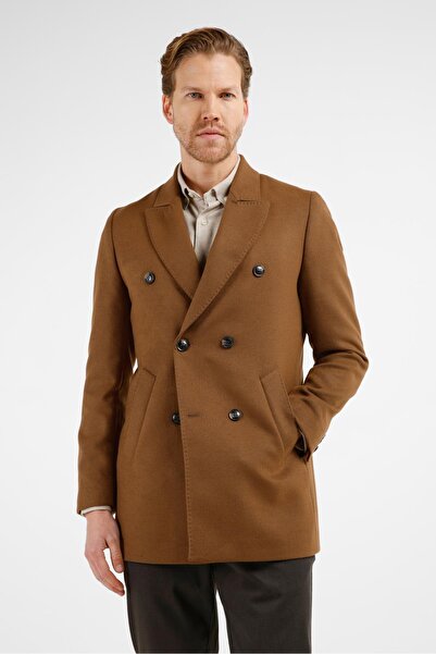 İmza Taba Kılıç Yaka Classic Slim Fit Double Breasted Coat 1008255102