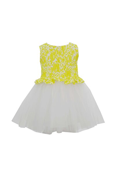 ambar studio HANNAH yellow brocade and white tulle girls dress