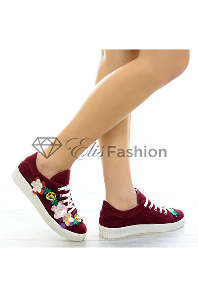 Elis Fashion Navy blue sports shoes with applied flowers #4271