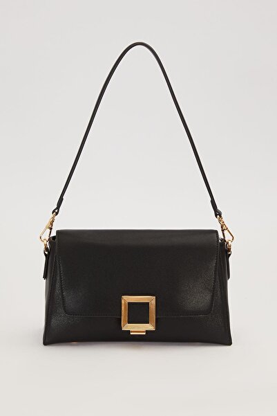 Levidor Black Square Buckle Shoulder Bag
