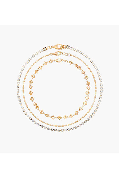 Lifestyle Pack of 3 Metal Embellished Anklet