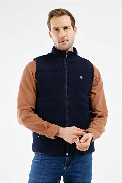 İmza Синій жилет з прямим коміром на блискавці, кльош, капітоне, 1009255103