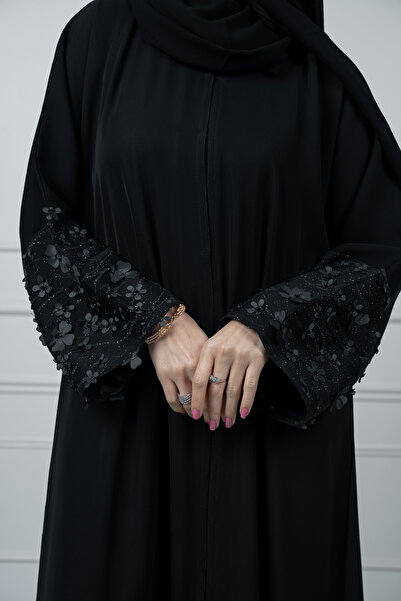 LAVİNİA عباية نسائية من لافينيا, قماش انترنت كم تل ورود