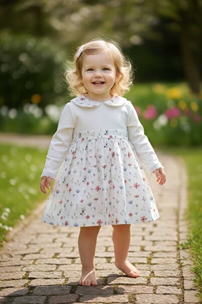BEBEDEX'S KİDS Flowered Flamingo Linen Dress 6-24 Months