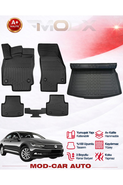 MODxAUTO VOLKSWAGEN PASSAT B8/B8,5 ARACA ÖZEL 3D HAVUZLU PASPAS TAKIMI VE BAG...
