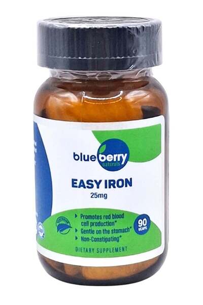 Blueberry Naturals كبسولات إيزي آيرون النباتية 25 ملغ، 90 كبسولة