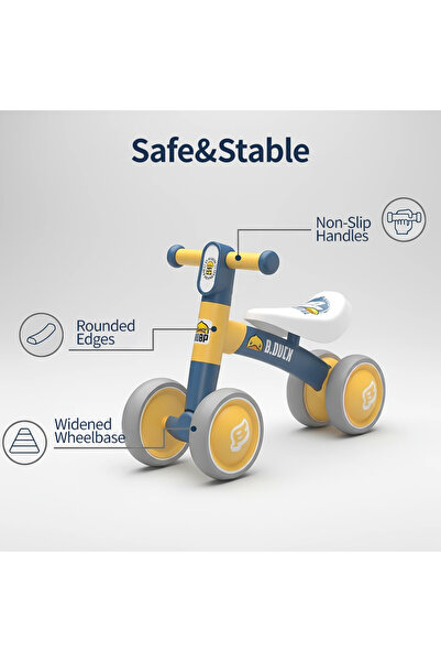 B.Duck - Toddler Balance Bike, Anti-slip Handle & Wheels, Indoor/Outdoor, Blue,1.5- 3 Y