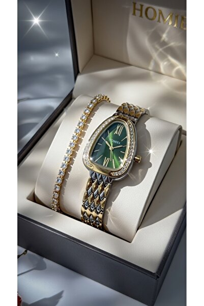 Homies Women's Wristwatch Snake Model with Stones, Comes with Gift Box and Br...
