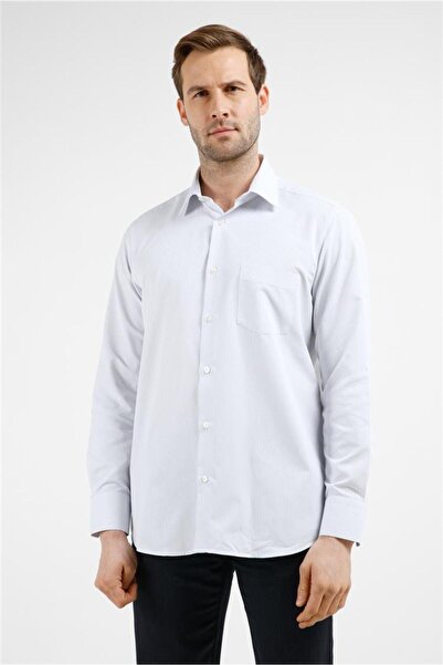 İmza Cămașă din bumbac cu model în dungi alb-albastru, cu guler rigid, mânecă...