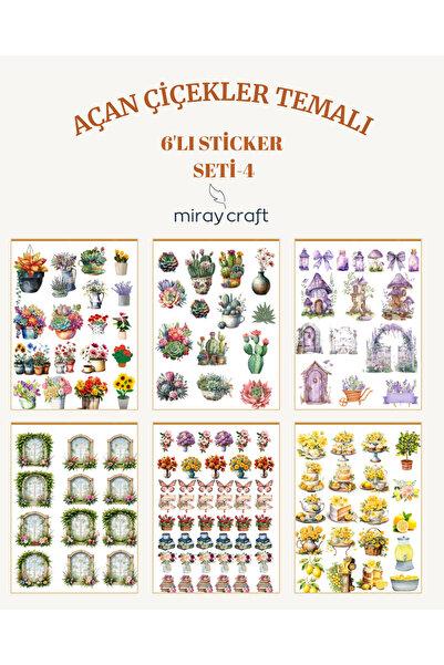 MirayDesign Σετ αυτοκόλλητων με θέμα 6 φύλλα ανθισμένων λουλουδιών – 12x17 εκ...