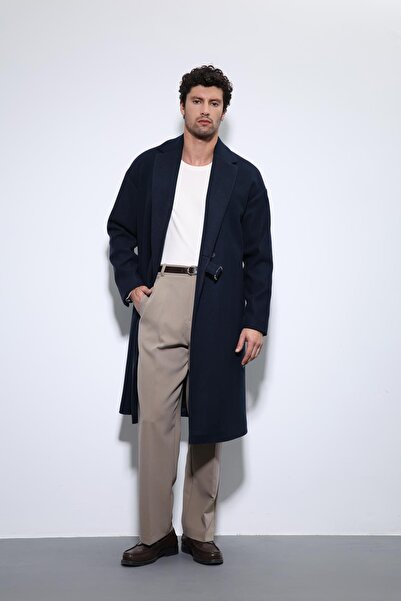 Antioch Navy Blue Belted Oversize Men's Coat