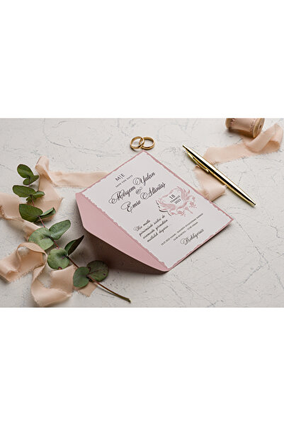 Aela.alc Pink wedding or baptism invitation set of 50 pieces