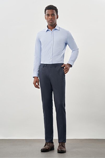 İmza Erkek Lacivert Düz Esnek Yan Cep Slim Fit Pantolon 1003245209_202