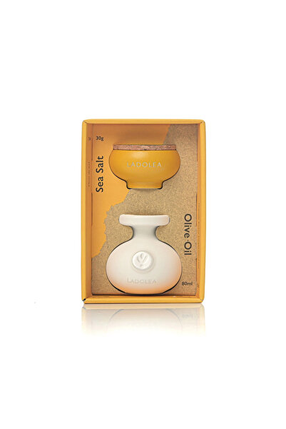 Ladolea Handmade Ceramic Oliviere Package - Unprocessed table salt + olive oil