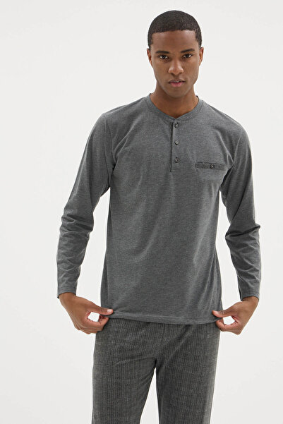 KLY New 2026 Buttoned Midi Collar Stylish Design Men's Pajama Set