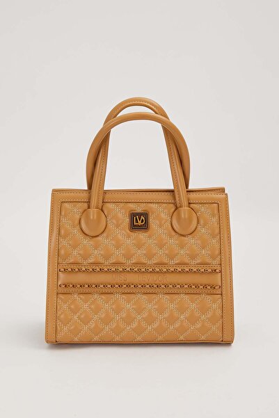 Levidor Khaki Self-Textured Handbag