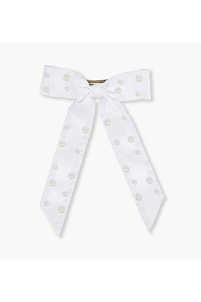 Lifestyle Bow Shaped Hair Clip with Pearl Embellishments