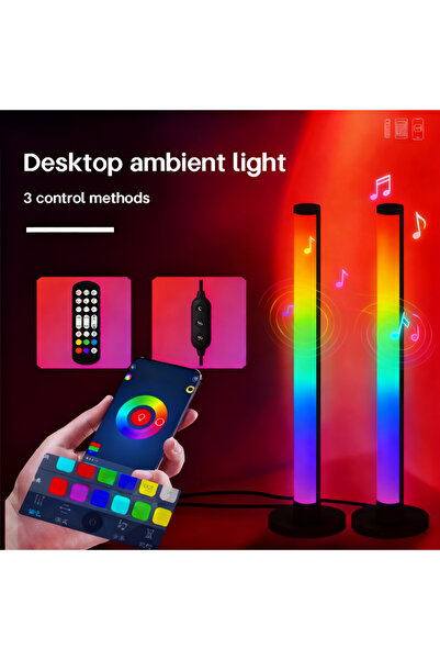 MHONGWEI قطعتان من مصابيح LED الذكية و RGB المحيطة بإيقاع الموسيقى، قابلة للت...