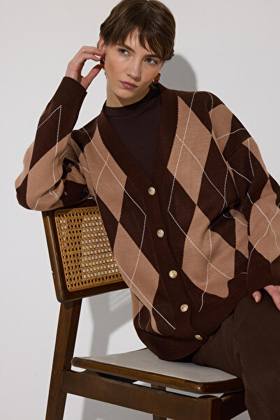 Touché Privé Baklava Patterned O Oversized Cardigan