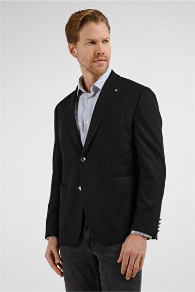 İmza Black Swallow Collar Plain Slim Fit 6 Drop Jacket 1002255159