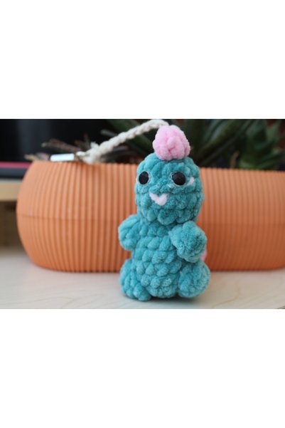 LUBIKO STUDIO Amigurumi Velvet Thread Dinosaur Keychain - Soft Plush Dino Bag...