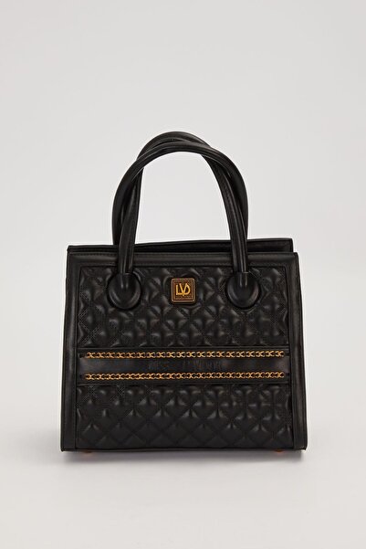 Levidor Black Self-Textured Handbag
