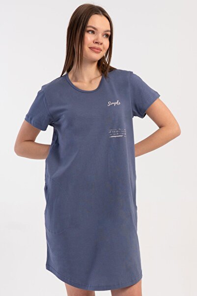 VİENETTA Women's Short Sleeve Basic Smoked Tunic with Pockets C0T1N0015