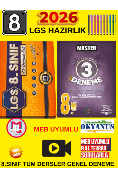 Mozaik Yayınları 8.Sınıf 2026 LGS 10 Deneme Paketi: Okyanus Master 3 Deneme +...