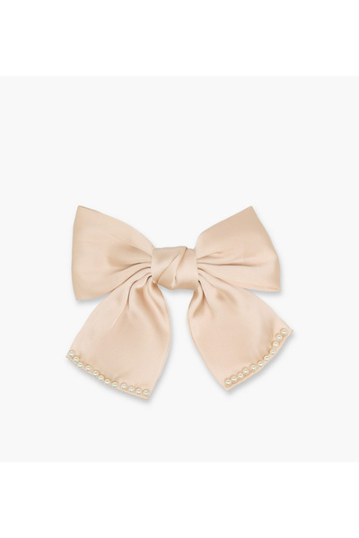 Lifestyle Bow Barrette Hair Clip with Pearl Embellishment