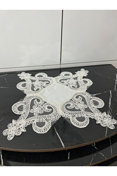 BRL ÇEYİZ HOME غطاء طاولة زيجون فاخر من الدانتيل الفرنسي