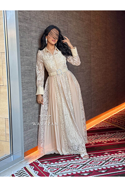 Warazan Royal dress with pleats and a waist belt