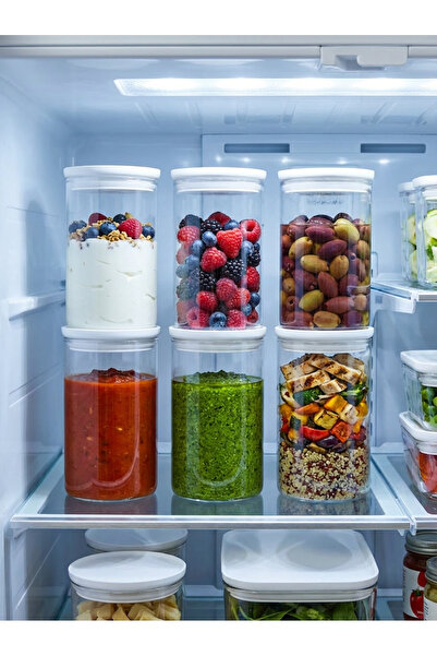 Countra 6-Piece White Vacuum Lid Glass Jars Transparent Body for Food Storage...