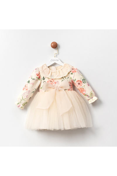 Coolimino Girls' Dress with Bow and Tulle Skirt