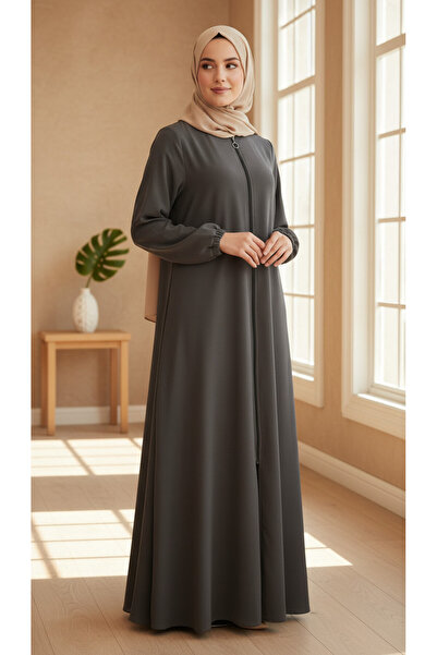 trendlina Mevlana Ferace with Zippered Pocket and Elasticated Sleeves